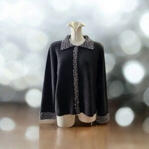 Susan Bristol Merino Wool Sweater with beautiful bead trim.